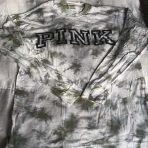 PINK Olive Green Tie Dye Long Sleeved Shirt